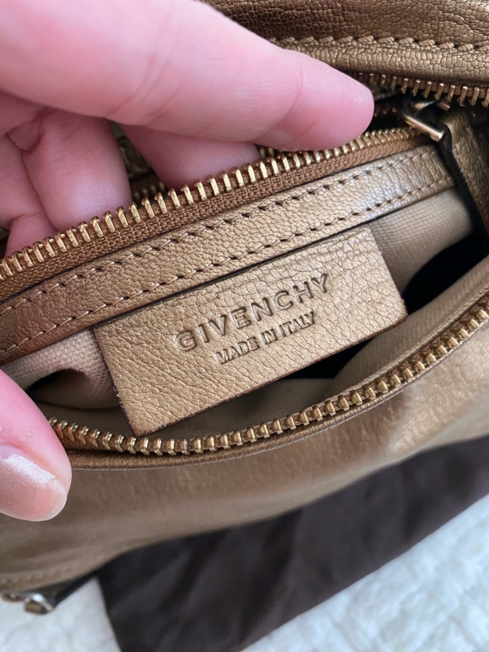 Givenchy Mini Pandora Bronze Metallic Soft Leather Crossbody Bag - Picture 9 of 13